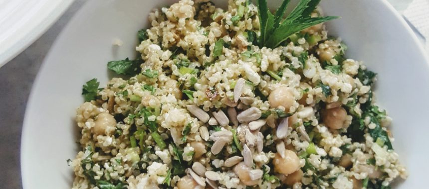 Quinoa Herbs Salad with a Lemon Tahini Dressing
