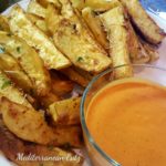 Crispy Garlic Potato Wedges with Red Pepper Mayonnaise